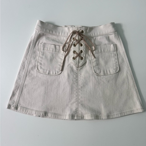 Express Denim Lace-Up Mini Skirt - Picture 1 of 8